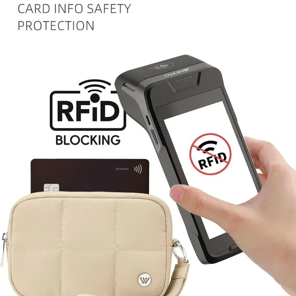 Wristlet Wallets for Women Nylon RFID Quilted Compact Purse for Travel and Daily